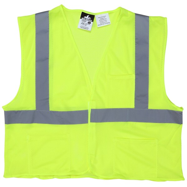 Mcr Safety Hi-Vis Economy Safety Vest M Class 2 , Hook & Loop 3 Pockets VCL2MLFRM - main